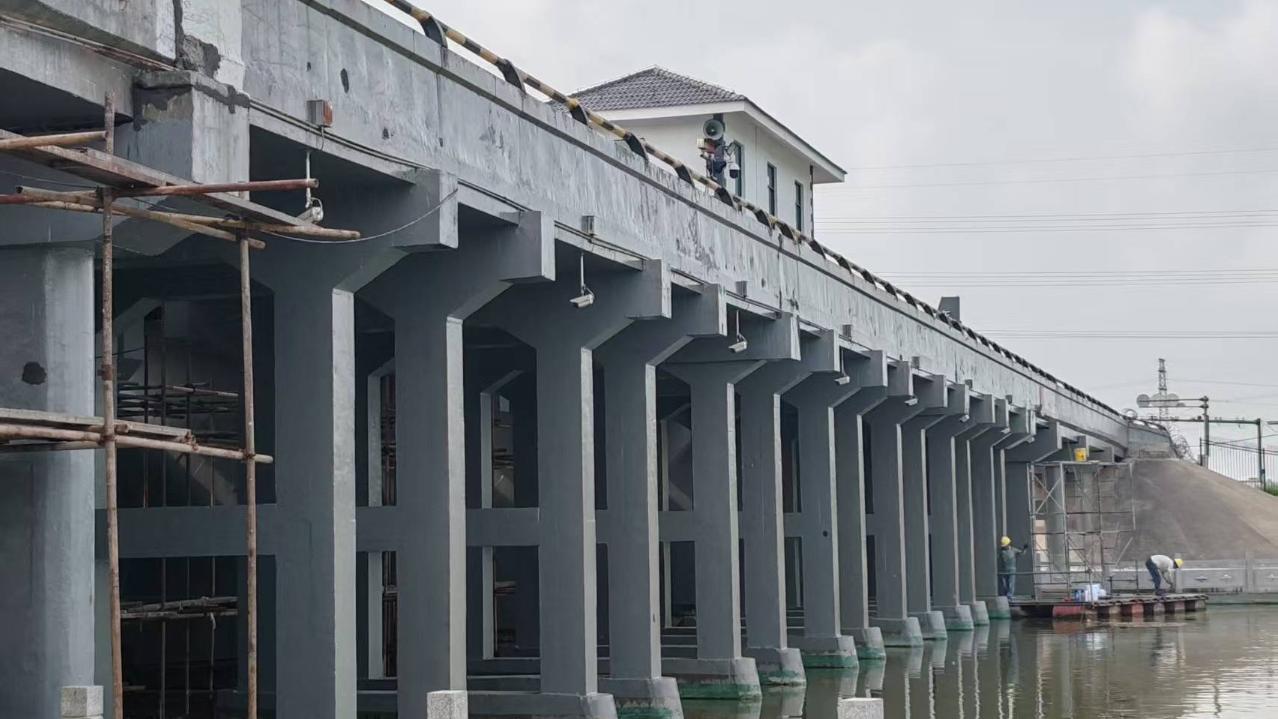 车轴河闸墩排架防碳化工程